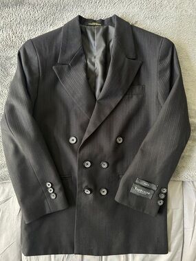 Van Heusen Black Double-Breasted Boys Suit Jacket